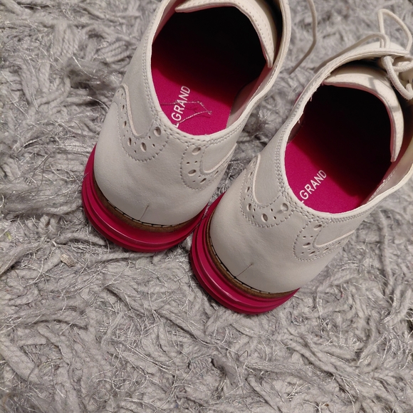 Cole Haan White and Pink Brogue Flats - Picture 6 of 8